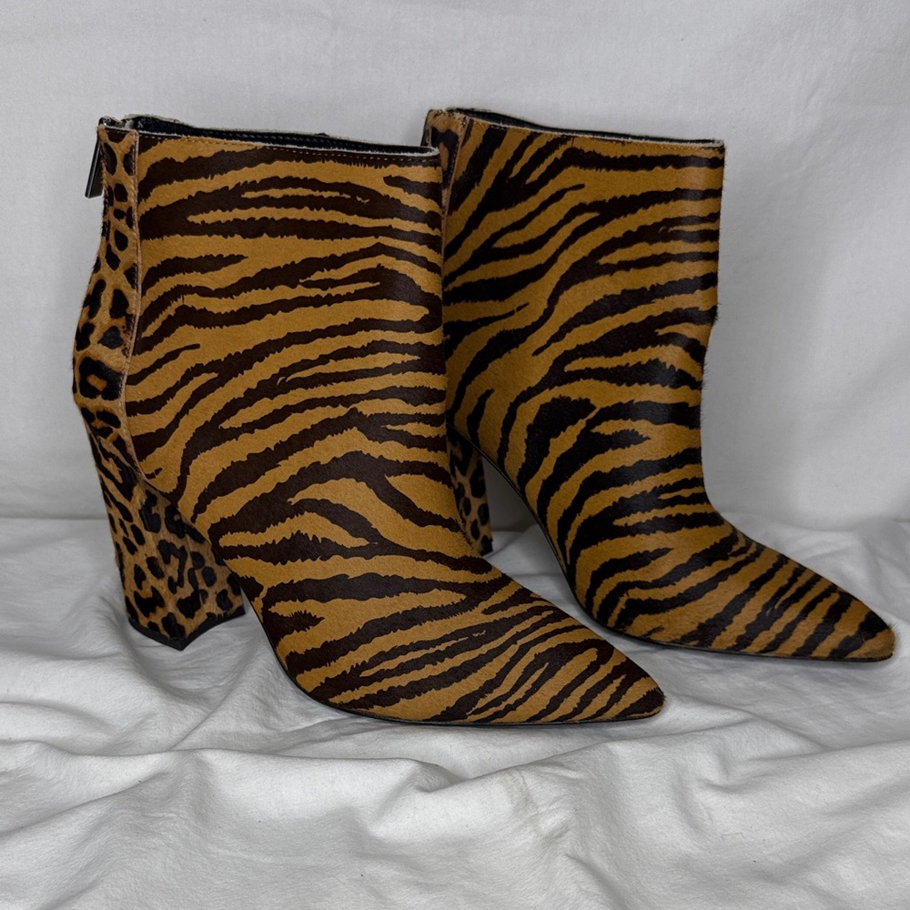 Charles David Tiger Stripe Ankle Boots